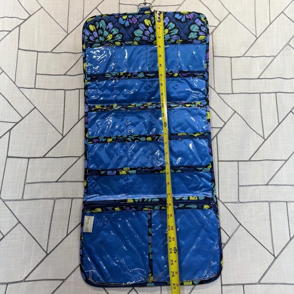 Vera Bradley Hanging Jewelry Organizer OS Blue Floral Night & Day Quilted Travel